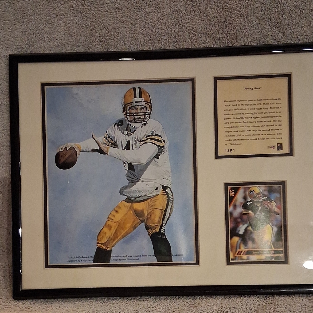 Framed Art Print of Football Player in Yellow and Green